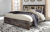 Mega Furniture - Ashley Furniture - Drystan Bedroom - King Bookcase Bed with 2 Storage Drawers / Multi - B211B27