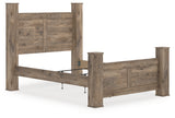 Mega Furniture - Ashley Furniture - Rusticott Bedroom - Queen Poster Bed / Brown - PCB2260B4