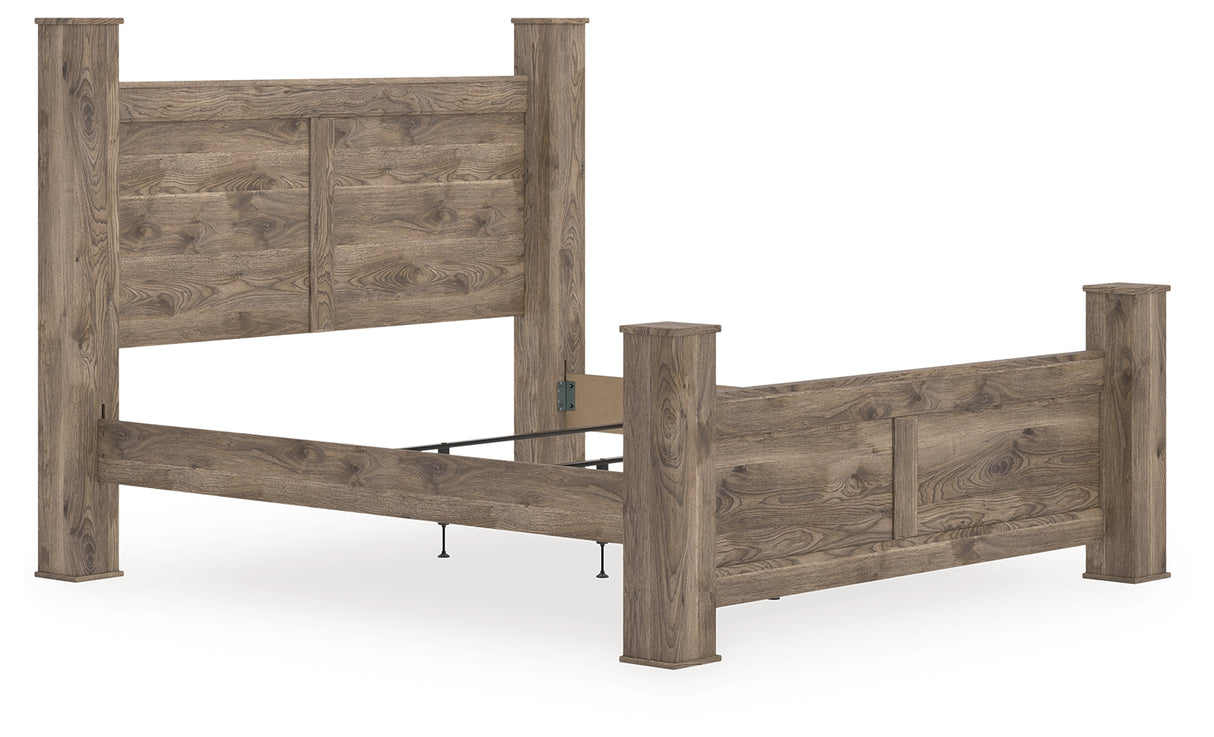 Mega Furniture - Ashley Furniture - Rusticott Bedroom - King Poster Bed / Brown - PCB2260B7