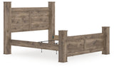 Mega Furniture - Ashley Furniture - Rusticott Bedroom - King Poster Bed / Brown - PCB2260B7