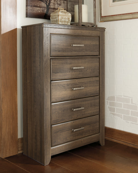 Mega Furniture - Ashley Furniture - Juararo Bedroom - California King Poster Bed / Dark Brown - B251B12