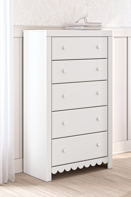 Mega Furniture - Ashley Furniture - Mollviney Bedroom - Two Drawer Night Stand / White - B2540-92