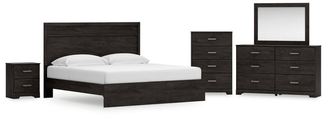 Mega Furniture - Ashley Furniture - Belachime King Panel Bed, Dresser, Mirror, Chest and Nightstand - King Panel Bed, Dresser, Mirror, Chest and Nightstand - B2589B20