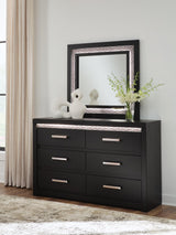 Mega Furniture - Ashley Furniture - Shoralli Bedroom - Dresser and Mirror / Black - B2611B1