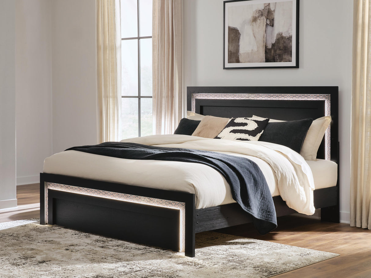 Mega Furniture - Ashley Furniture - Shoralli Bedroom - King Panel Bed / Black - B2611B17