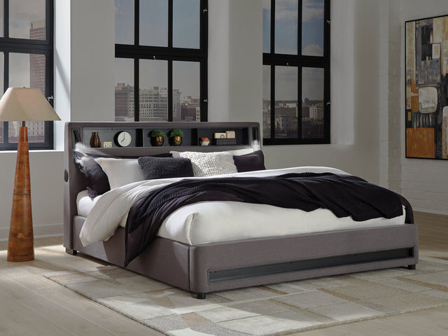 Mega Furniture - Ashley Furniture - Verishaw Bedroom - California King Upholstered Bed / Gray - PCB2721B22