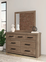 Mega Furniture - Ashley Furniture - Oliandon Bedroom - Dresser and Mirror / Light Brown - PCB2844B1