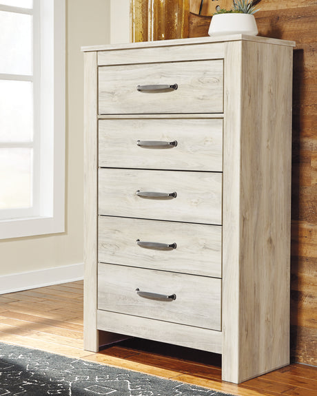 Mega Furniture - Ashley Furniture - Bellaby Bedroom - Queen Crossbuck Panel Bed / Whitewash - B331B6