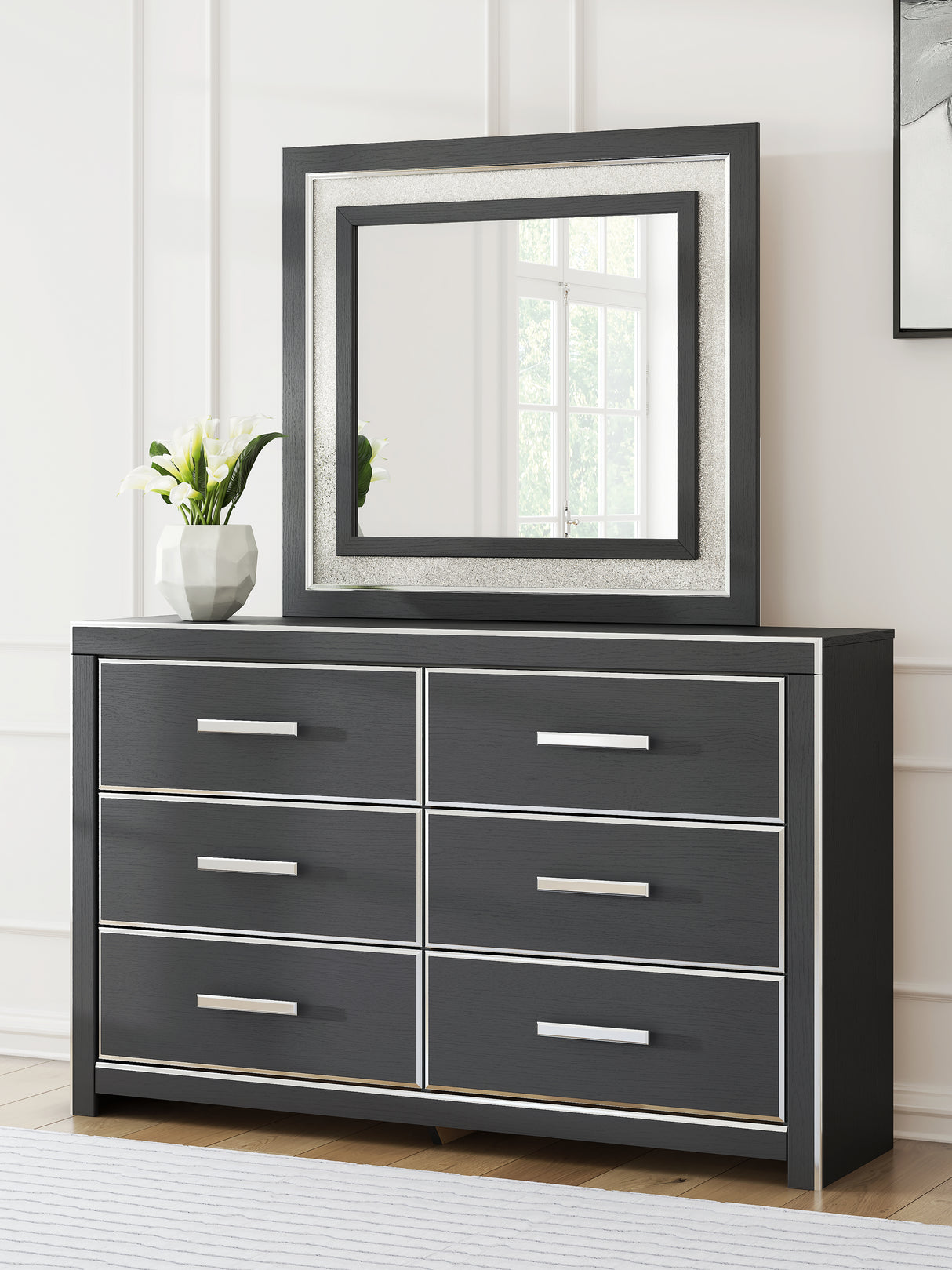 Mega Furniture - Ashley Furniture - Zuraleus Bedroom - Dresser and Mirror / Black - PCB3380B1