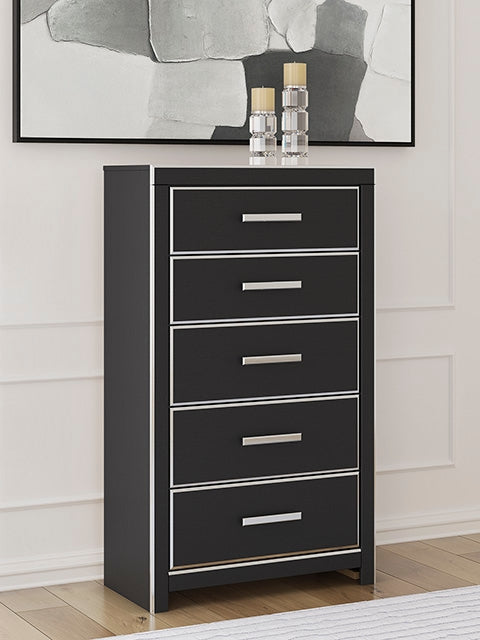 Mega Furniture - Ashley Furniture - Zuraleus Bedroom - Five Drawer Chest / Black - PCB3380-46