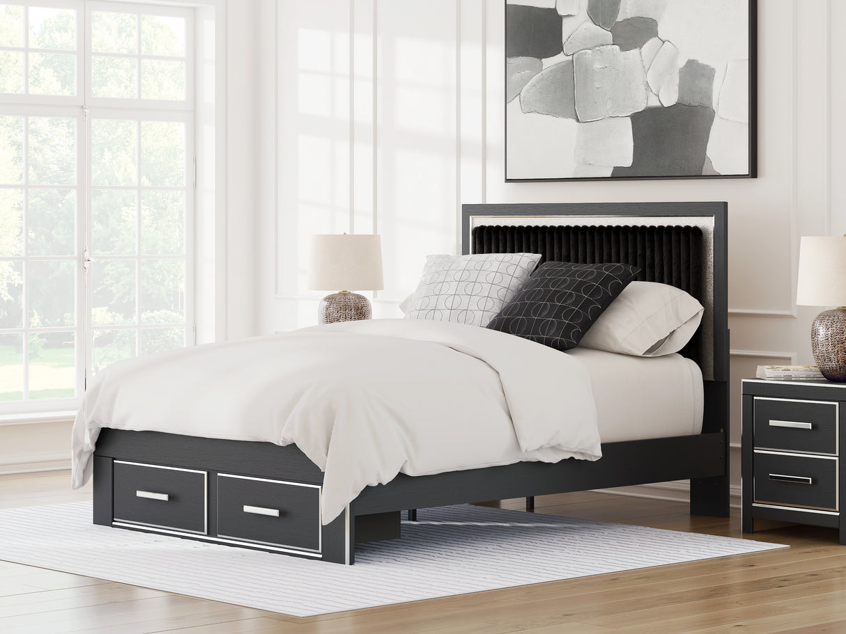 Mega Furniture - Ashley Furniture - Zuraleus Bedroom - Queen Upholstered Panel Storage Bed / Black - PCB3380B4