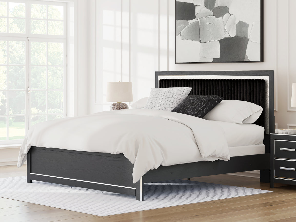 Mega Furniture - Ashley Furniture - Zuraleus Bedroom - King Upholstered Panel Bed / Black - PCB3380B12