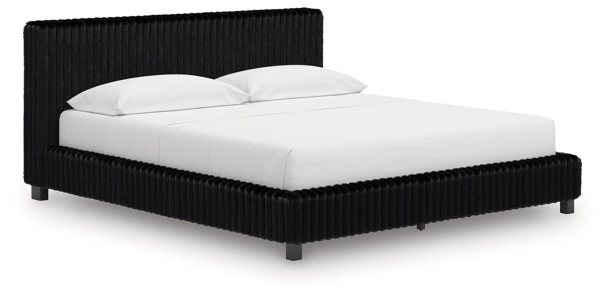 Mega Furniture - Ashley Furniture - Zuraleus Bedroom - California King Upholstered Bed / Black - PCB3380B14
