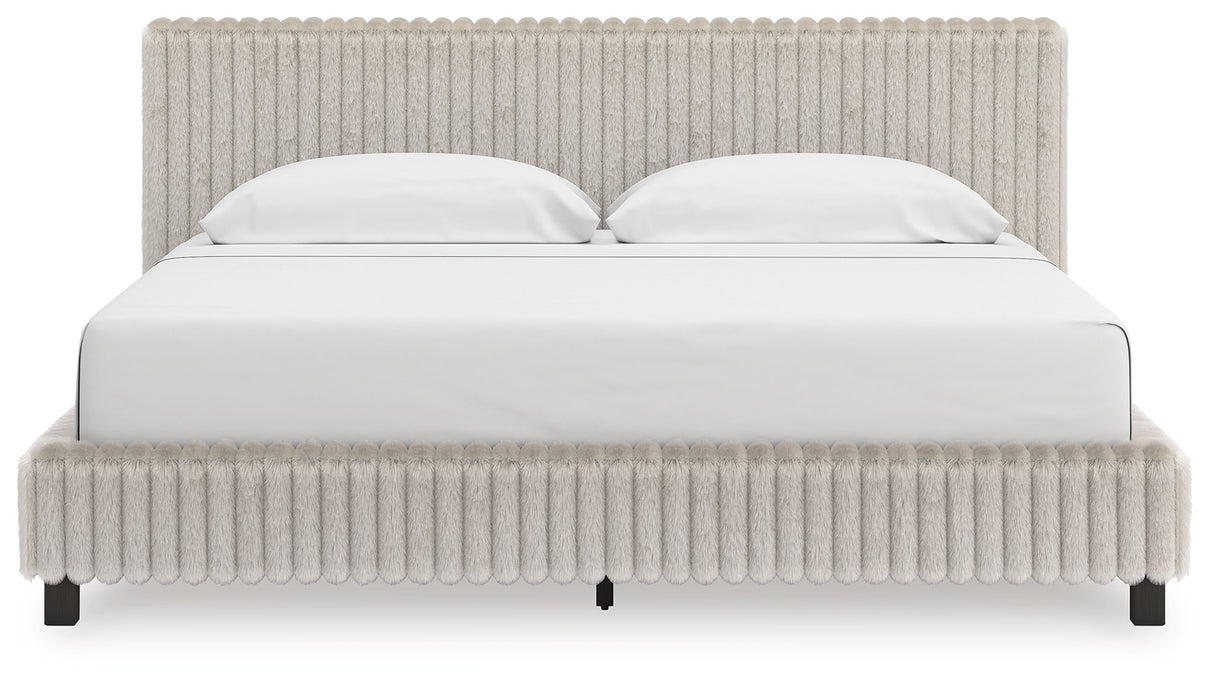 Mega Furniture - Ashley Furniture - Zuraleus Bedroom - King Upholstered Bed / White - PCB3381B13