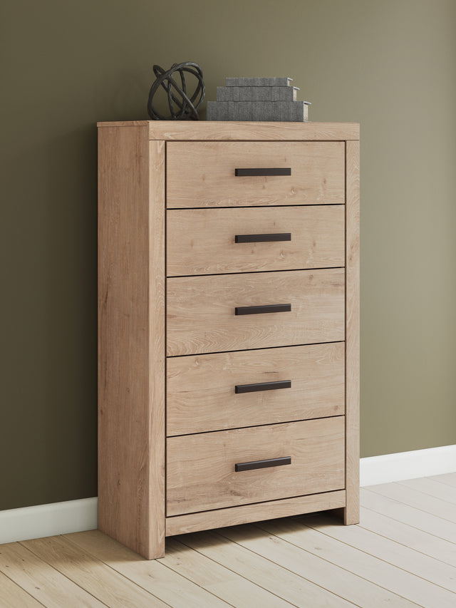 Mega Furniture - Ashley Furniture - Sanginlane Bedroom - King Panel Bed / Tan - B3787B8
