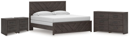 Mega Furniture - Ashley Furniture - Prendonea King Panel Bed, Dresser and 2 Nightstands - King Panel Bed, Dresser and 2 Nightstands - B3789B13