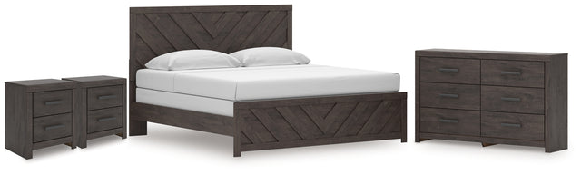 Mega Furniture - Ashley Furniture - Prendonea King Panel Bed, Dresser and 2 Nightstands - King Panel Bed, Dresser and 2 Nightstands - B3789B13
