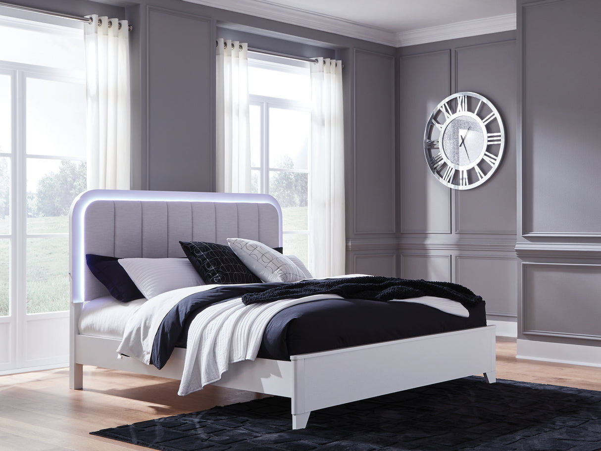 Mega Furniture - Ashley Furniture - Jarlee Bedroom - California King Upholstered Panel Bed / White - PCB392B5