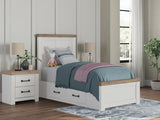 Mega Furniture - Ashley Furniture - Savonport Bedroom - Twin Panel Bed with Storage / White/Brown - B4615B18