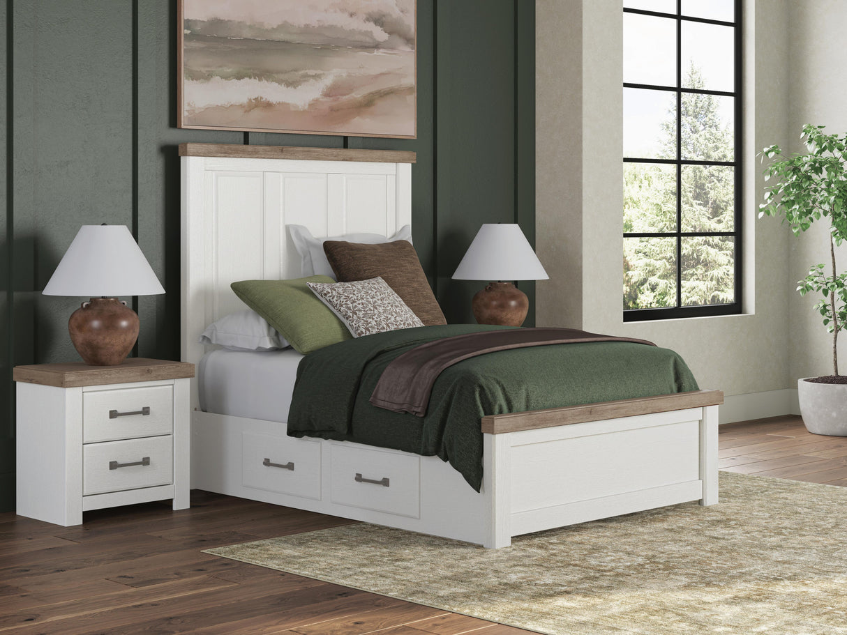 Mega Furniture - Ashley Furniture - Savonport Bedroom - Full Panel Bed with Storage / White/Brown - B4615B19