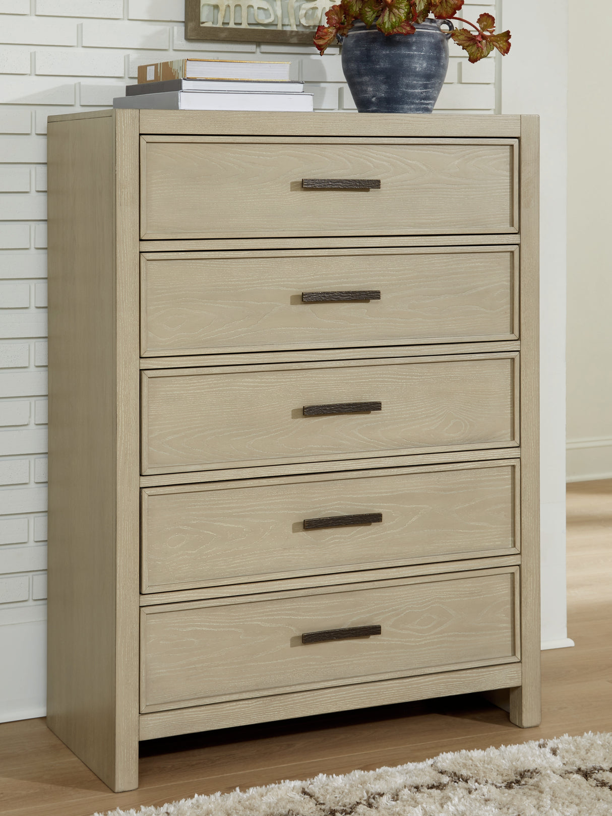 Mega Furniture - Ashley Furniture - Calmoro Bedroom - Five Drawer Chest / Gray - B602-46