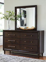 Mega Furniture - Ashley Furniture - Dantenton Bedroom - Dresser and Mirror / Merlot - B611B1
