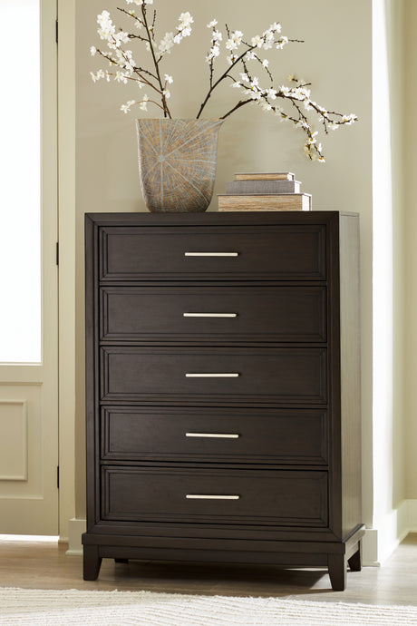 Mega Furniture - Ashley Furniture - Neymorton Bedroom - California King Upholstered Panel Bed / Dark Grayish Brown - B618B5