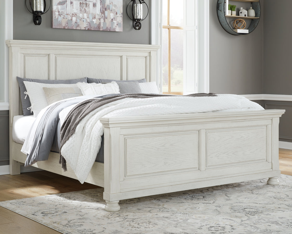 Mega Furniture - Ashley Furniture - Robbinsdale Bedroom - King Panel Bed / Antique White - B742B6