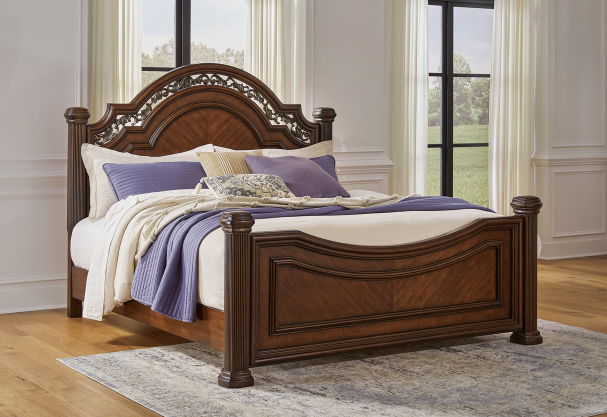 Mega Furniture - Ashley Furniture - Lavinton Bedroom - California King Poster Bed / Brown - B764B10