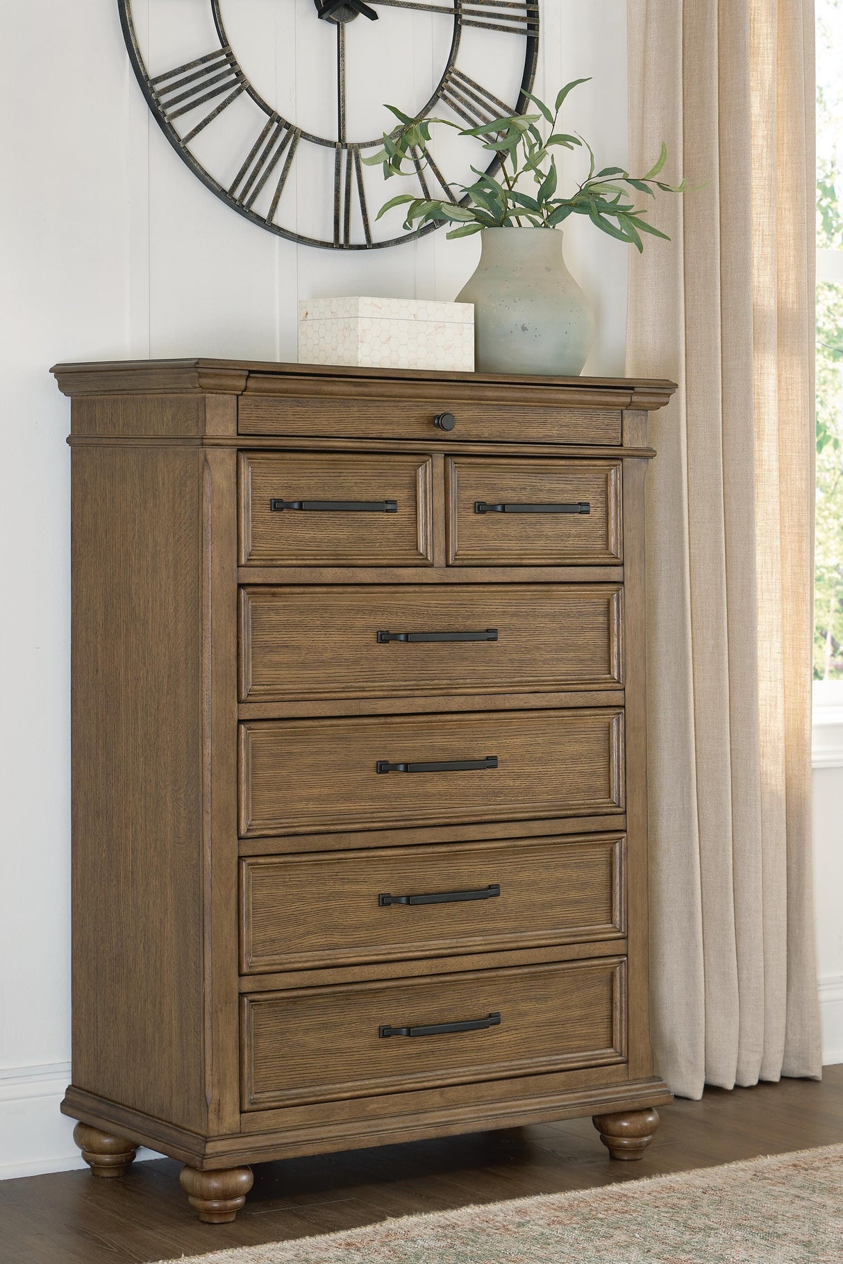 Mega Furniture - Ashley Furniture - Karallin Bedroom - Seven Drawer Chest / Medium Brown - PCB782-46