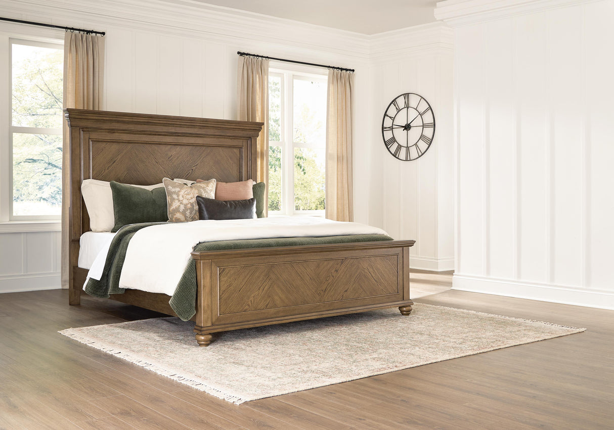 Mega Furniture - Ashley Furniture - Karallin Bedroom - King Panel Bed / Medium Brown - PCB782B4