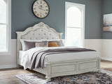 Mega Furniture - Ashley Furniture - Montelaine Bedroom - King Upholstered Panel Bed / Antique White - B795B6
