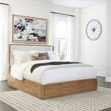 Mega Furniture - Ashley Furniture - Pamaria Bedroom - Queen Upholstered Bed / Light Brown - PCB802B4
