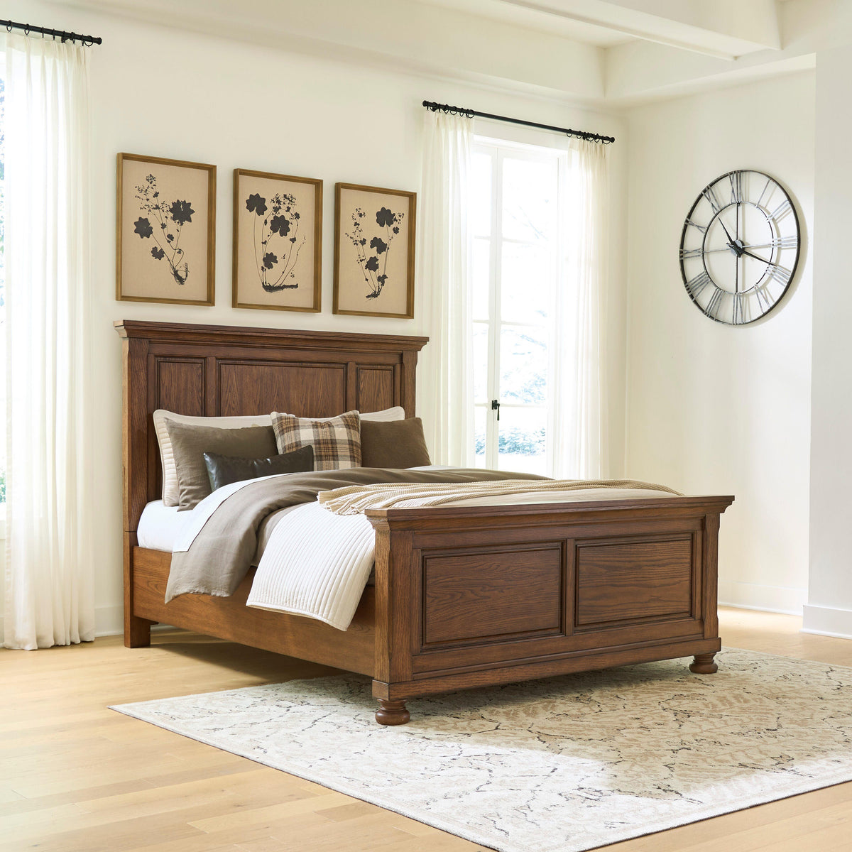 Mega Furniture - Ashley Furniture - Zackaryn Bedroom - Queen Panel Bed / Warm Brown - PCB807B2