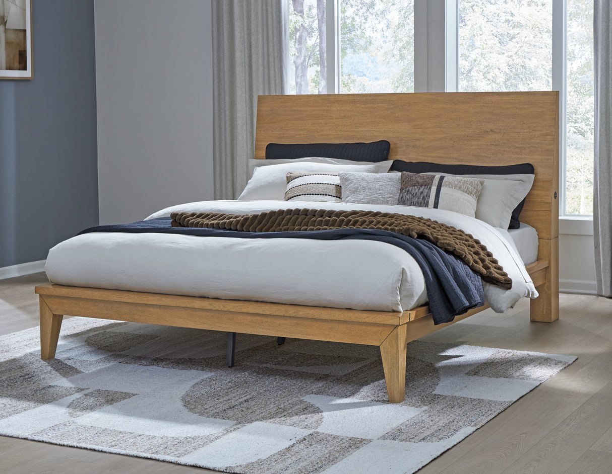 Mega Furniture - Ashley Furniture - Sherbana Bedroom - California King Panel Bed / Light Brown - B833B5