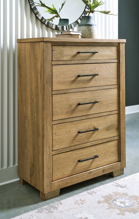 Mega Furniture - Ashley Furniture - Galliden Bedroom - California King Panel Bed / Light Brown - B841B5