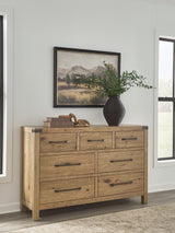 Mega Furniture - Ashley Furniture - Ridgester Bedroom - Dresser / Light Brown - B858-31