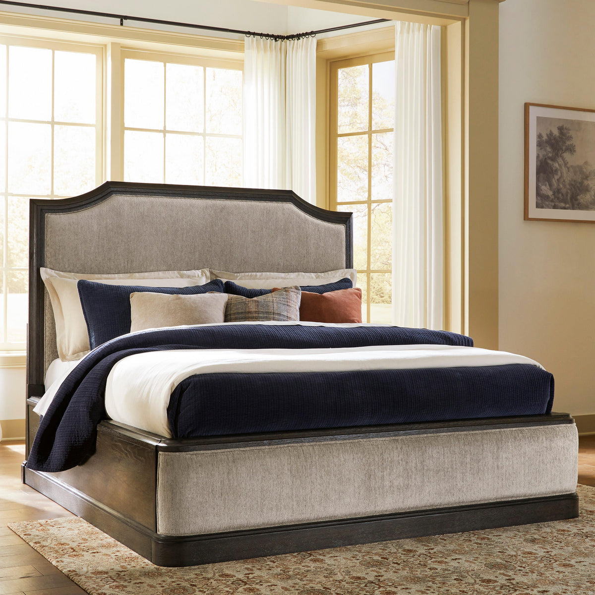 Mega Furniture - Ashley Furniture - Wickenger Bedroom - California King Upholstered Panel Bed / Dark Brown - PCB889B9