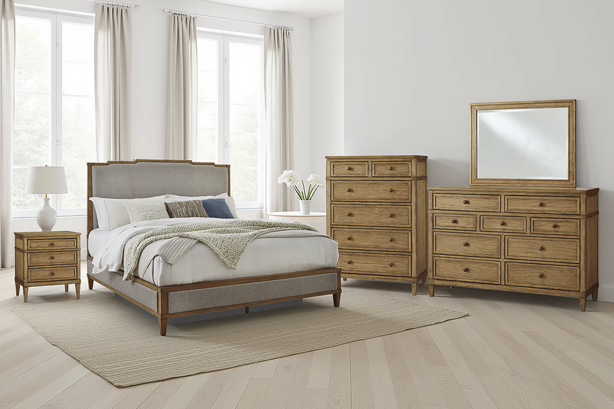 Mega Furniture - Ashley Furniture - Sharlance Bedroom - Queen Upholstered Panel Bed / Green/Brown - B895B2