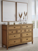 Mega Furniture - Ashley Furniture - Sharlance Bedroom - California King Upholstered Panel Bed / Light Brown - B895B7