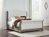 Mega Furniture - Ashley Furniture - Ardenfield Bedroom - King Upholstered Sleigh Bed / Light Brown - B944B4