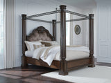 Mega Furniture - Ashley Furniture - Maylee Bedroom - California King Canopy Bed / Dark Brown - B947B11