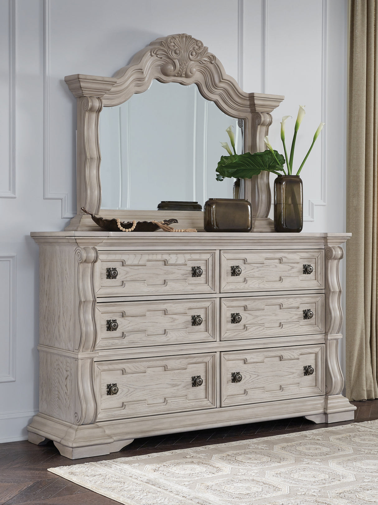 Mega Furniture - Ashley Furniture - Bruchandi Bedroom - Dresser and Mirror / Antique White - PCB948B1