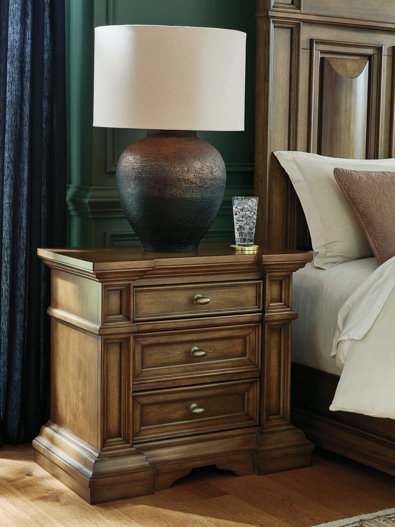 Mega Furniture - Ashley Furniture - Frantanna Bedroom - Three Drawer Night Stand / Brown - PCB949-93