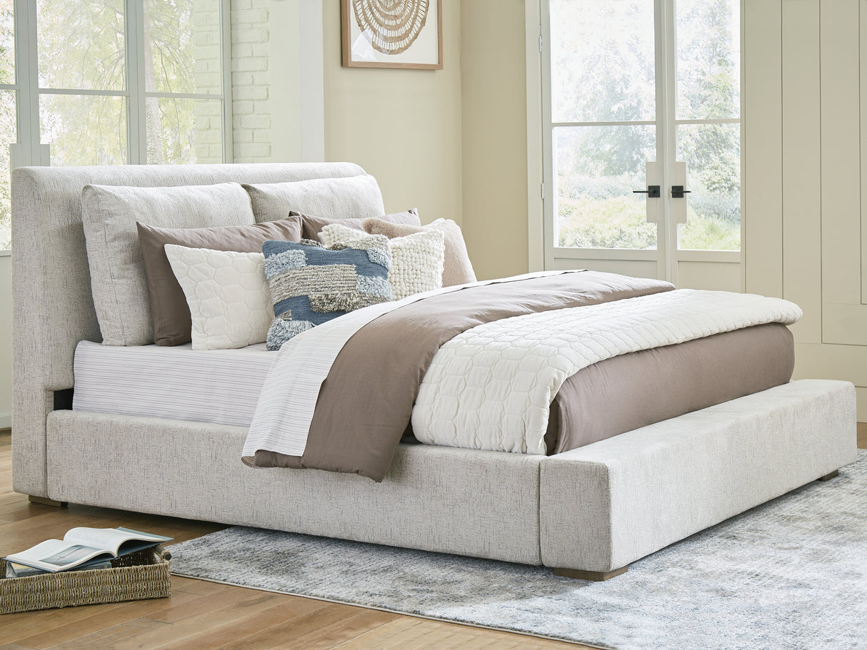 Mega Furniture - Ashley Furniture - Cabalynn Bedroom - King Upholstered Bed / Light Brown - B974B6