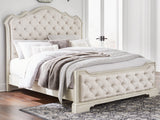 Mega Furniture - Ashley Furniture - Arlendyne Bedroom - King Upholstered Bed / Antique White - B980B4