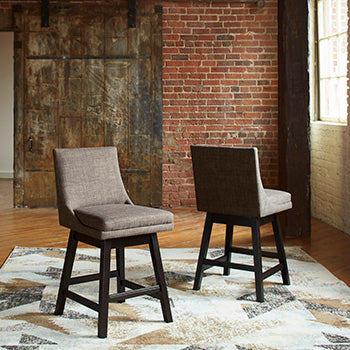 Mega Furniture - Ashley Furniture - Tallenger Dining Room - Counter Height Bar Stool (Set of 2) / Linen/Brown - D380-724X2