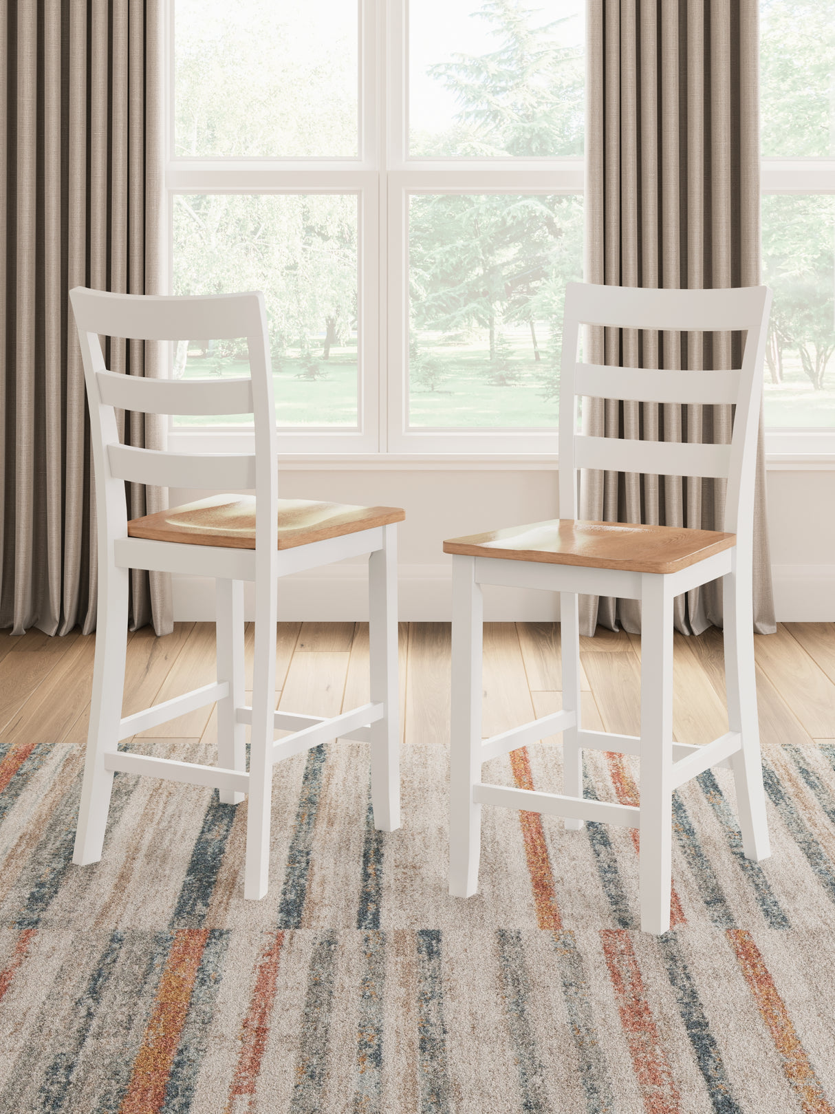 Mega Furniture - Ashley Furniture - Gesthaven Dining Room - Counter Height Barstool (Set of 2) / Natural/White - D398-124X2