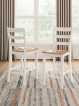 Mega Furniture - Ashley Furniture - Gesthaven Dining Room - Counter Height Barstool (Set of 2) / Natural/White - D398-124X2