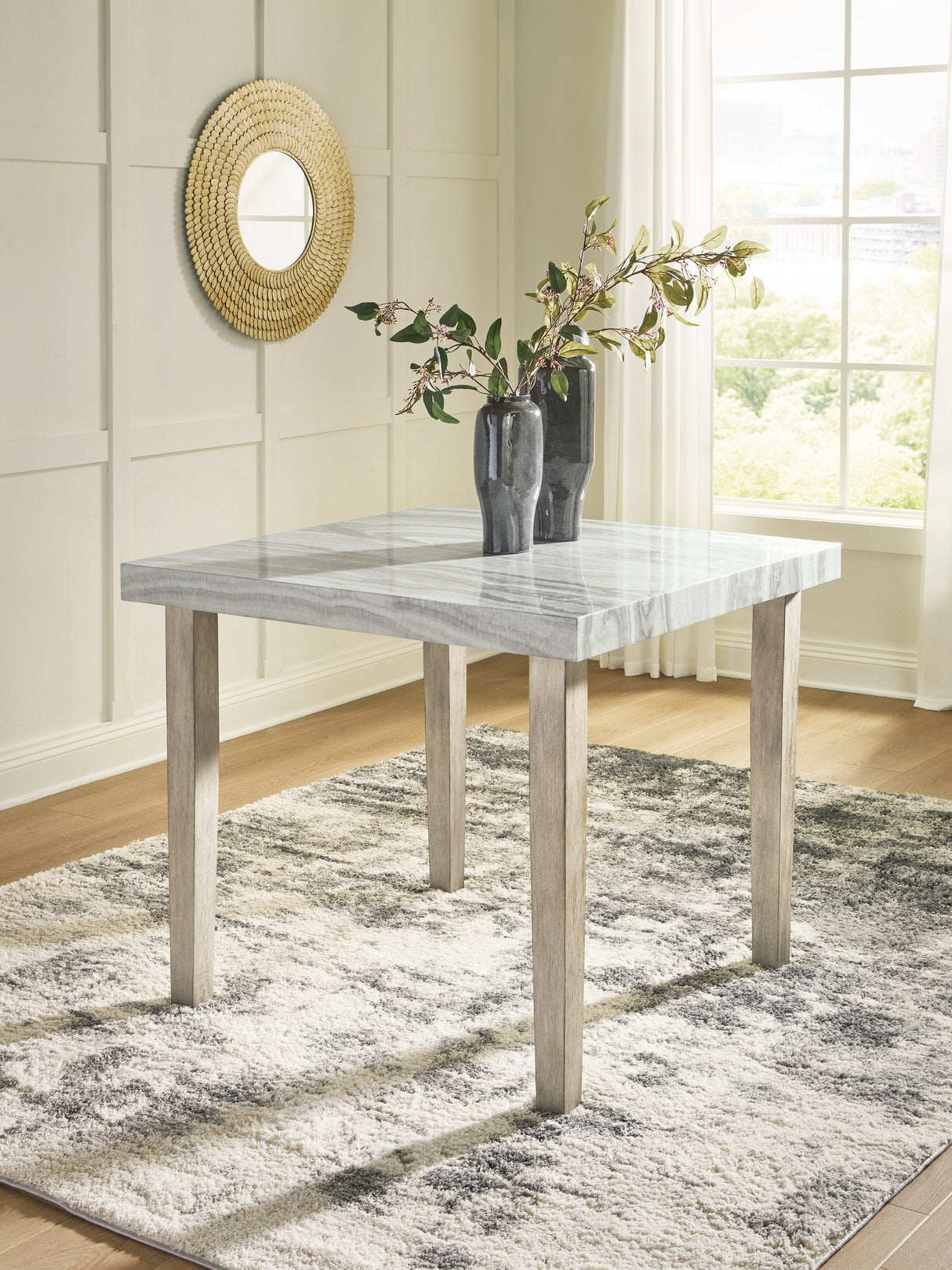 Mega Furniture - Ashley Furniture - Larawyn Dining Room - Square DRM Counter Table / Bisque - PCD575-13